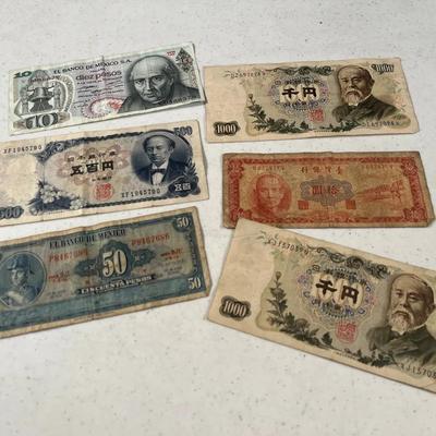 Japanese Military Currency, Series C note, Mexican 50 Pesos, Taiwan 10 Yuan & More