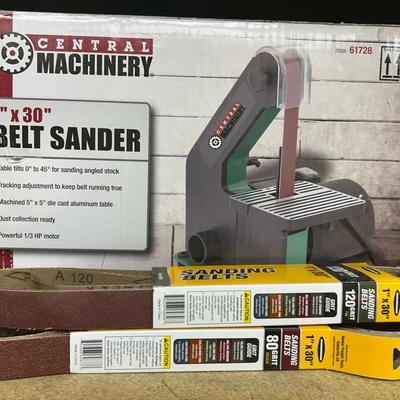 New Central Machinery 1”x30” Belt Sander With Sanding Belts