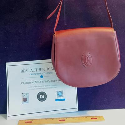 Cartier Authentic Leather Shoulder Bag Bordeaux
