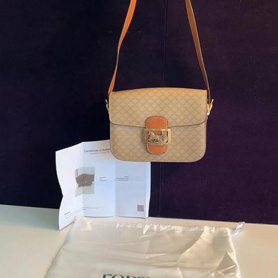 Celine Authentic PVC Leather Crossbody Bag Macadam Triomphe