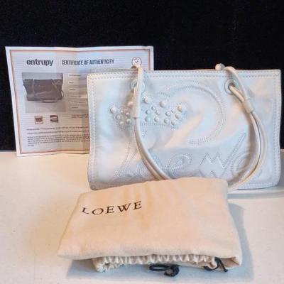 Loewe Authentic White Leather Crown Tote Bag