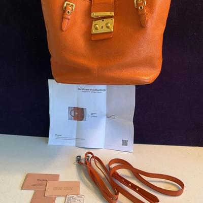 Miu Miu Authentic Leather Shoulder Bag Papaya 