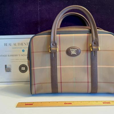 Burberry Authentic Leather Trim & Straps Travel Bag Nova Check