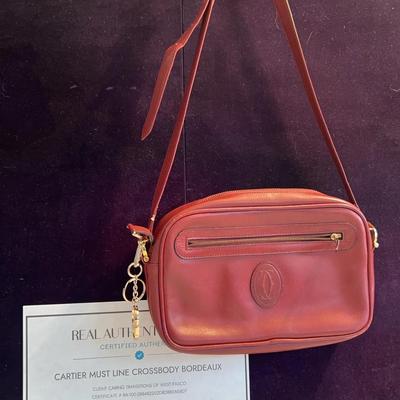 Cartier Authentic Leather Crossbody Bordeaux 