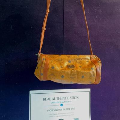 MCM Authentic Leather Barrel Bag Visetos 