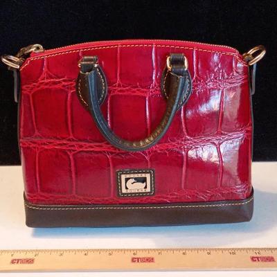 Dooney & Bourke Red Croc Embossed Leather Zipper Satchel