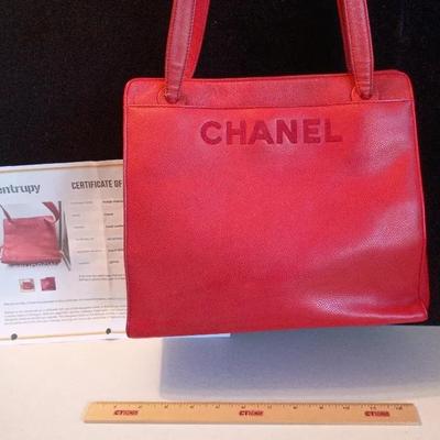 Chanel Authentic Shopper Tote Bag In Red Caviar Leather