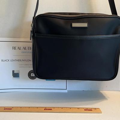 Burberry Authentic Leather Accent/Nylon Crossbody Bag Black
