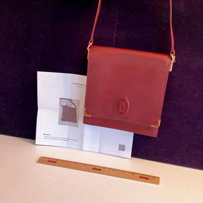 Cartier Authentic Leather Crossbody Bag Bordeaux 