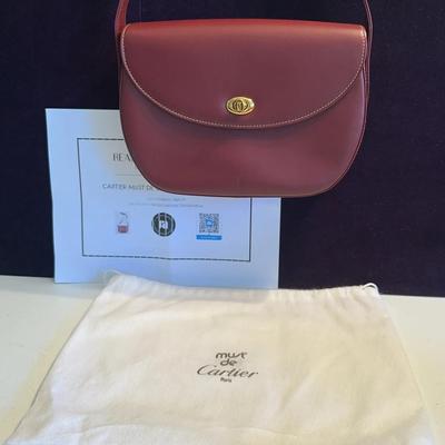 Cartier Authentic Leather Shoulder Bag Bordeaux 