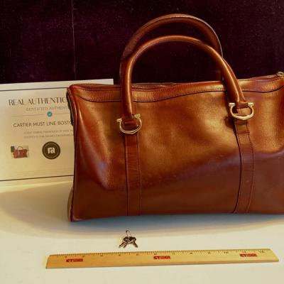 Cartier Authentic Leather Boston Bag Bordeaux 