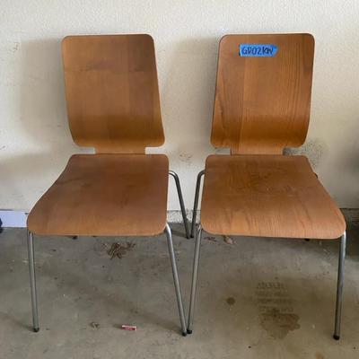 Pair of Modern Wood & Metal Dining/Side Chairs