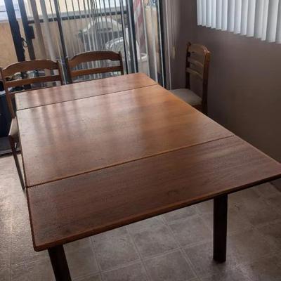 Mid-Century Style Wood Dining Table with Four Chairs