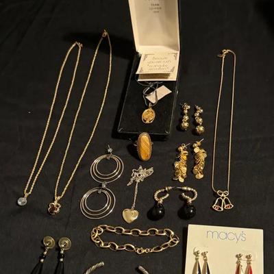 Vintage & Modern Jewelry Lot – Gold & Silver Tone Necklaces, Earrings, Bracelets, Avon Pendant, Macy
