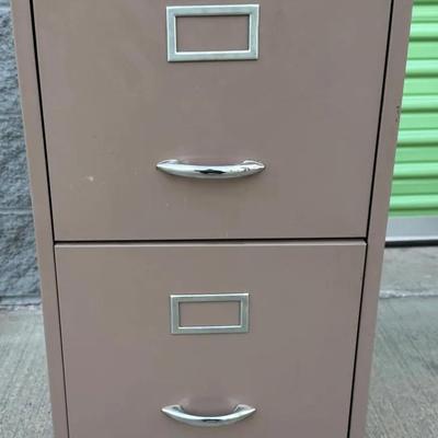 Vintage Metal 2-Drawer Filing Cabinet – Brown – Sturdy & Functional