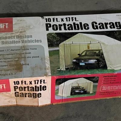 Harbor Freight 10 ft x 17 ft Portable Garage Shelter – Steel Frame, Incomplete/As-Is
