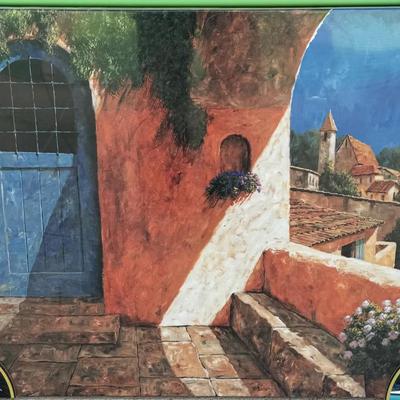 WeatherPrint™ Outdoor Wall Art – Mediterranean Village Scene w/ Mounting Hardware