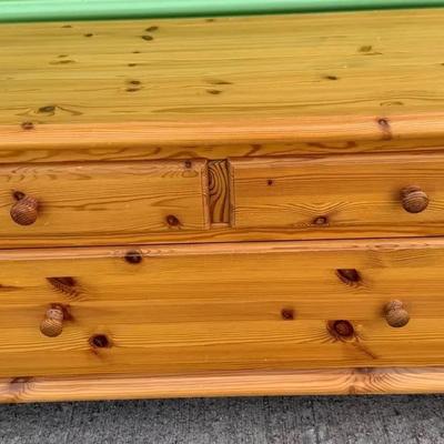 Solid Pine Storage Bench / Low Dresser with Three Drawers – Natural Wood Finish
