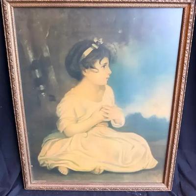 Vintage Portrait Print of Young Girl – Classical Style – Ornate Frame 