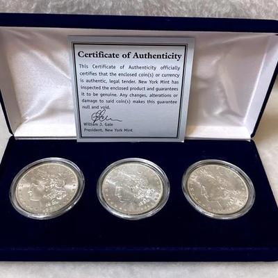 Morgan Silver Dollar Three Coin Set