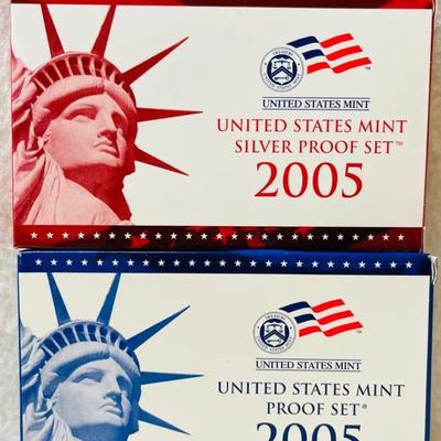 2005 US Mint Silver and Regular Coin Proof Sets