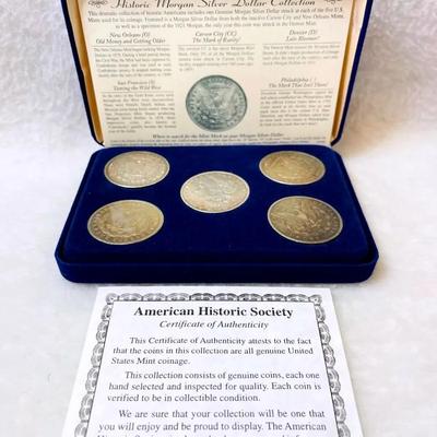 Historic Morgan Silver Dollar Collectors Five Coin Set