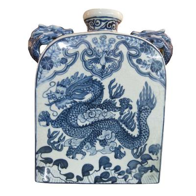 Sale Photo Thumbnail #13: Rectangular Chinese Porcelain Dragon Vase