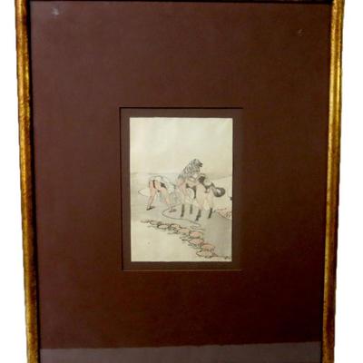 Sale Photo Thumbnail #4: Katsushika Hokusai Woodblock Print "Man and Horse"