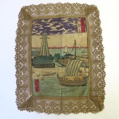 Sale Photo Thumbnail #34: Chinese Silk Hand Painted Watercolor Lace Doily