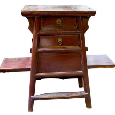 Sale Photo Thumbnail #24: 19th C. Ox Blood Red Chinese Barbers Stool