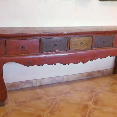 Sale Photo Thumbnail #2: Late 19th C. Chinese Long Lacquered Sideboard