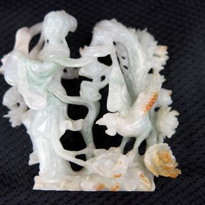 Sale Photo Thumbnail #25: Xiwangmu Paulownia and Phoenix Nephrite Jade Carving 