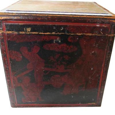 Sale Photo Thumbnail #11: 19th Century Chinese Red Lacquer Campaign Chest