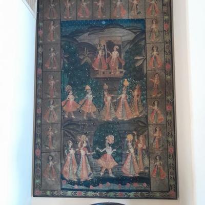 Sale Photo Thumbnail #37: Framed hand painted silk (67 inches high by 44 inches wide) from Lebanon