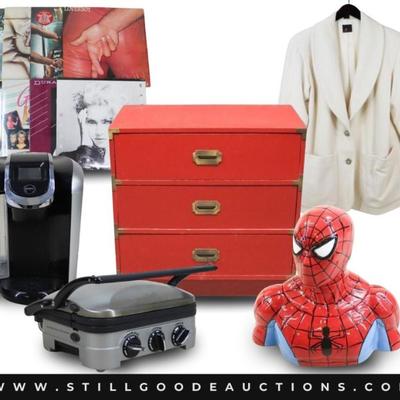 Sale Photo Thumbnail #4: A little something for Everyone! Sterling silver, Emile Henry, Le Creuset, Williams Sonoma, Hermes perfume, Barbie, Cuisenart, bookcases, antiques, Wedgwood, Elfa storage systems, Sony, Canon, Stamp collection, Spode blue Italian, Vaseline Glass, Containe