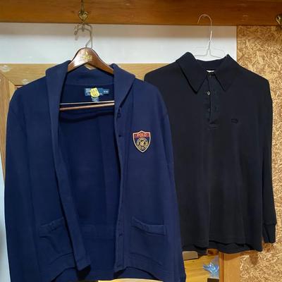 Polo Ralph Lauren Crest Cardigan & Hugo Boss Long Sleeve Polo - Navy - Designer Lot of 2