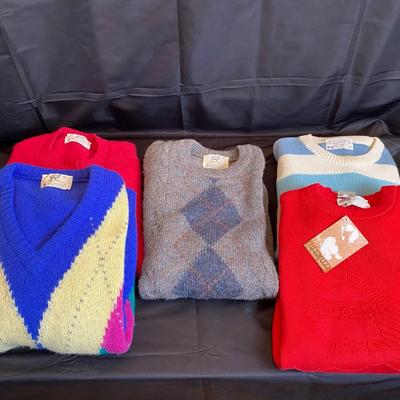 Lot of 5 Vintage Lord Jeff Sweaters - Men’s Size Medium - Wool & Cotton Blend