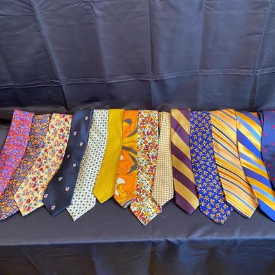Lot of 14 Luxury Men’s Silk Ties - Assorted Designer Patterns, Florals & Stripes