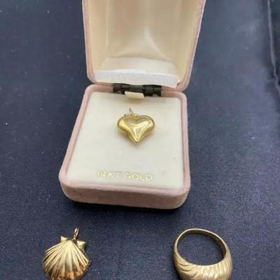 14K Gold Necklace, Pendant, and Ring - 8g Total