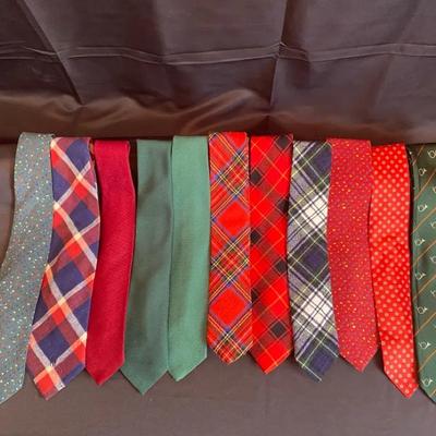 Lot of 11 Men’s Festive Holiday Ties - Silk & Mixed Blends - Plaid, Tartan, & Novelty