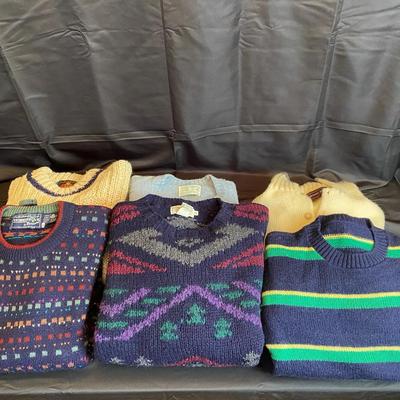 Lot of 6 Wool Sweaters Mens Medium - Vintage Banana Republic, Lord & Taylor, Woodstock, and More
