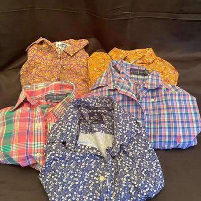 Lot of 5 Mens Designer Button Down Shirts | Ralph Lauren, Ben Sherman, Smythe | Sz M-L