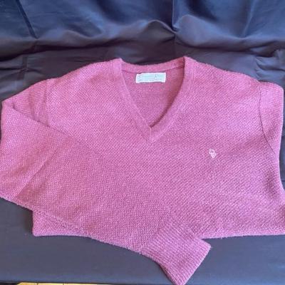 Vintage Christian Dior Monsieur V-Neck Sweater Pink Rose Men's Medium Textured Knit