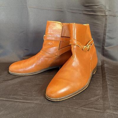 J. Peterman Men’s Tan Leather Jodhpur Boots - Size 9 - Vintage Style