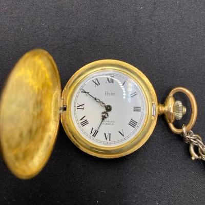 Pedre Pocket Watch - Hunter Case - Gold Tone - Ornate Engraved