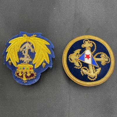 Yacht Club Blazer Patches - Vintage Hand-Embroidered Bullion Wire Maritime Lot of 2 