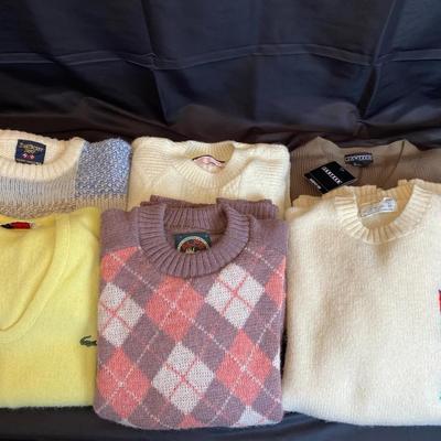 Lot of 6 Vintage Men’s Wool Sweaters Size M - Izod Lacoste, Alps, Jantzen, Polo RL & More