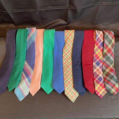 Lot of 11 Vintage ROOSTER Men’s Ties - Square End & Skinny - Cotton & Knit - Preppy Ivy League Trad
