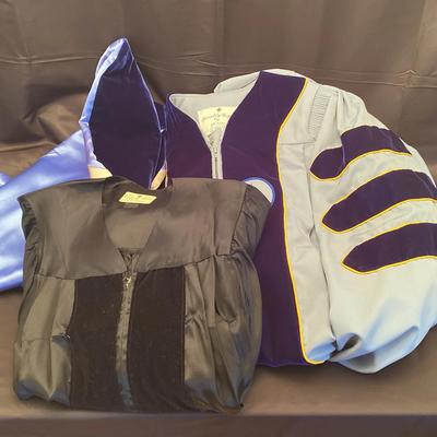 Doctoral Graduation Regalia Set - Gown, Hood, & Tam - Light Gray/Purple