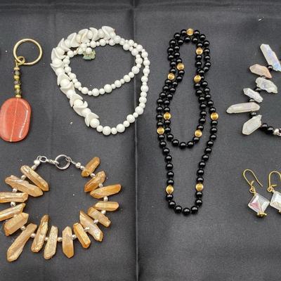 Bohemian Costume Jewelry Lot – 8pc Assorted Artisan Necklaces, Bracelets & Earrings